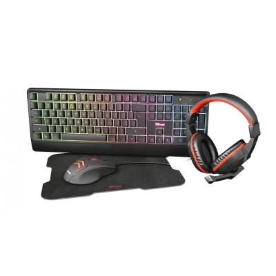 Kit trust ziva 4-in-1 gaming bundle contine mouse tastatura mousepad