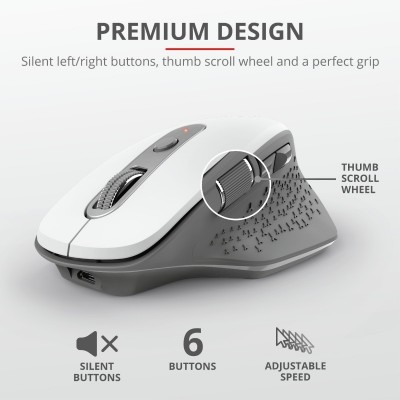 Mouse fara fir trust ozaa rechargeable wireless mouse - white