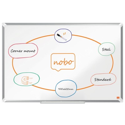 Tabla NOBO Premium Plus, otel lacuit, 90 x 60 cm, magnetica, include marker si tavita, alb