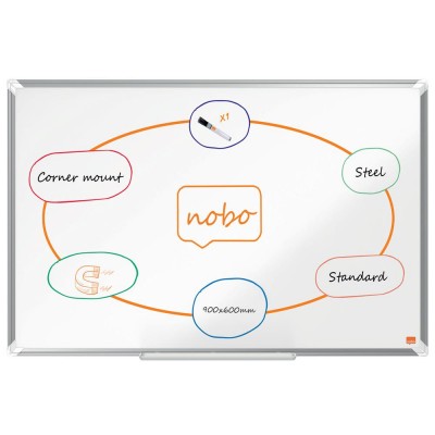 Tabla NOBO Premium Plus, otel lacuit, 120 x 90 cm, magnetica, include marker si tavita, alb