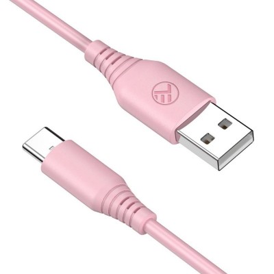 Cablu silicon tellur usb to type-c 3a 1m roz