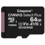 Microsd kingston 64gb select plus clasa 10 uhs-i performance r:
