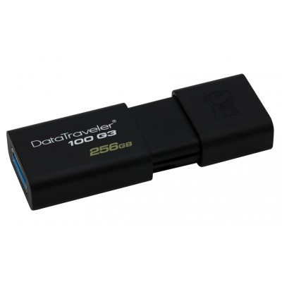 Usb flash drive kingston 256gb datatraveler dt100g3 usb 3.0 black.