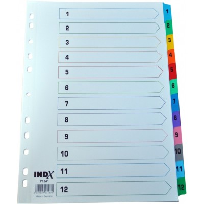 Index carton alb Mylar numeric 1-12