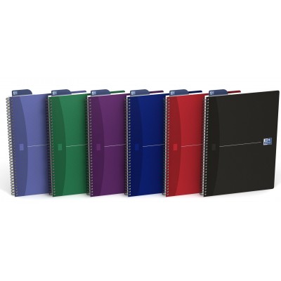 Caiet cu spirala A4, OXFORD Office Essentials, 90 file-90g/mp, Scribzee, 4 perf, coperta carton, dictando
