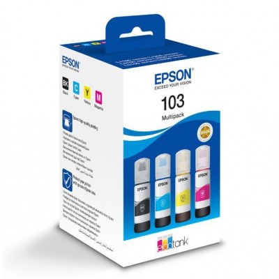 Kit cartuse cerneala epson 103 multipack (cyanmagentayellowblack) pentru ecotank l5296
